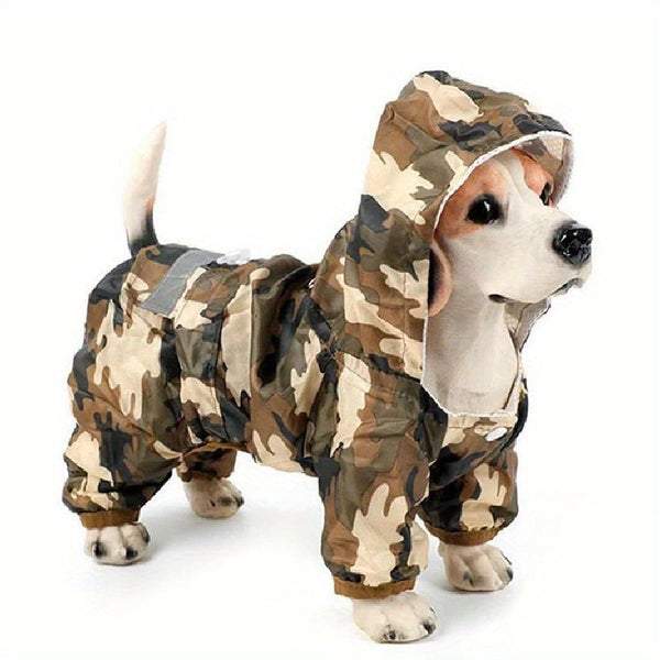 Small Dog Raincoat with Reflective Stripes