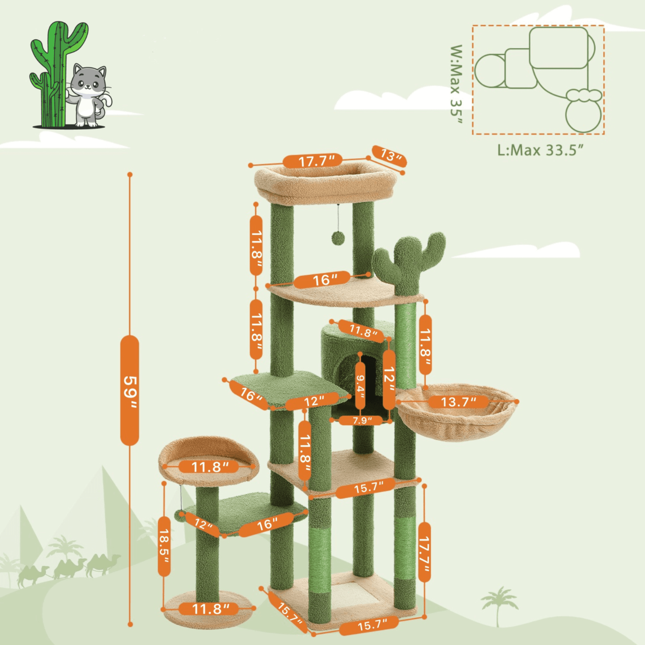 Cute Cactus Cat Tree