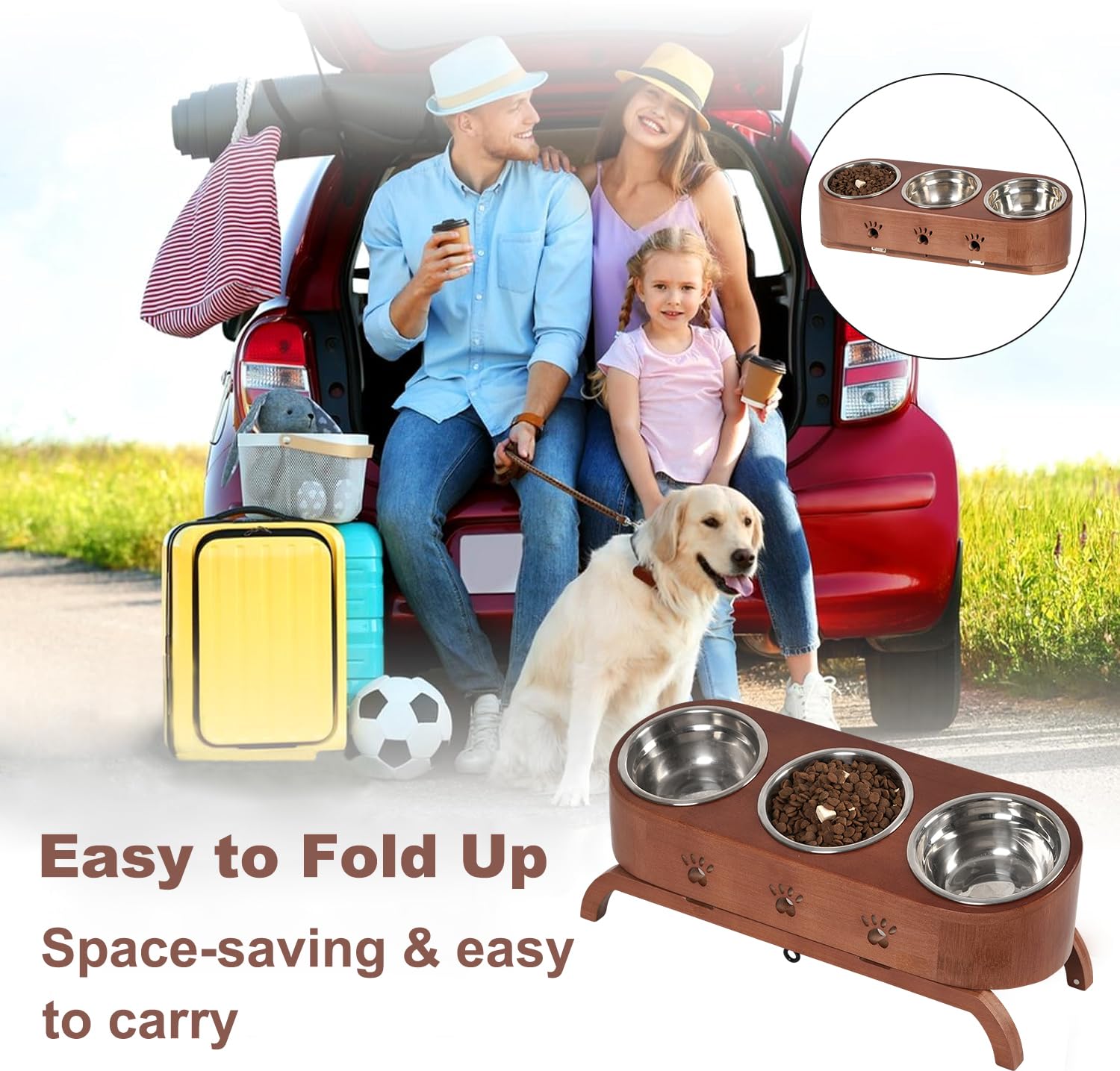 Elevated Cat Bowls - Adjustable Tilted Pet Feeder