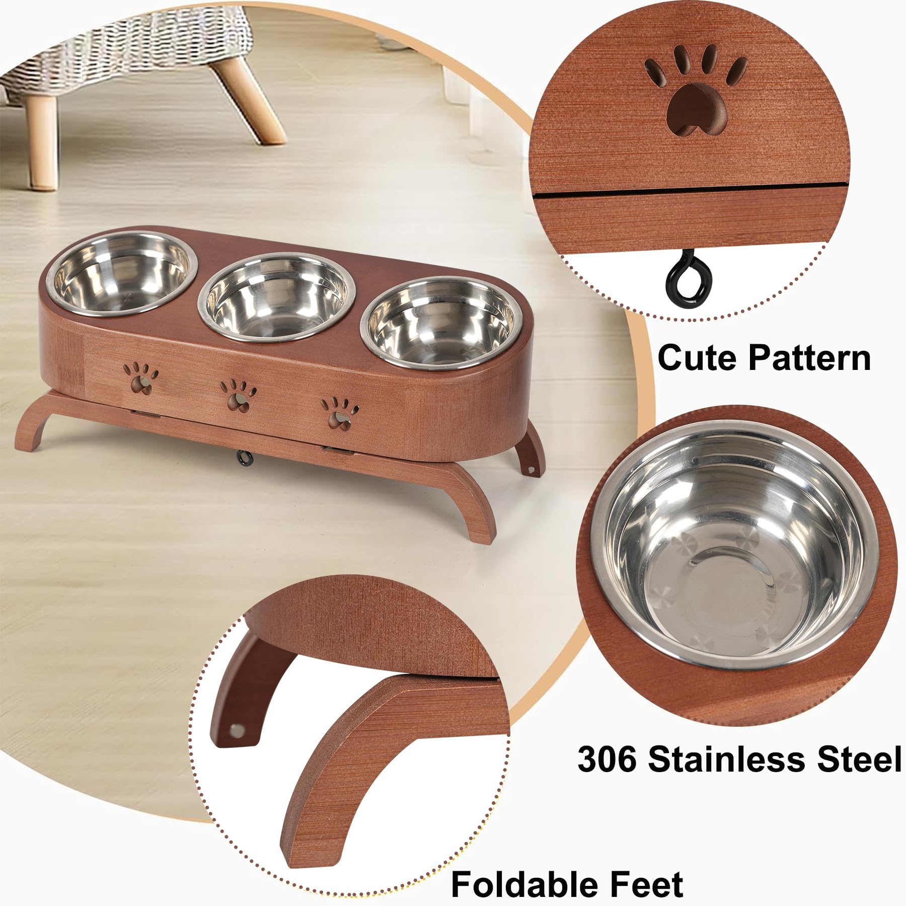 Elevated Cat Bowls - Adjustable Tilted Pet Feeder
