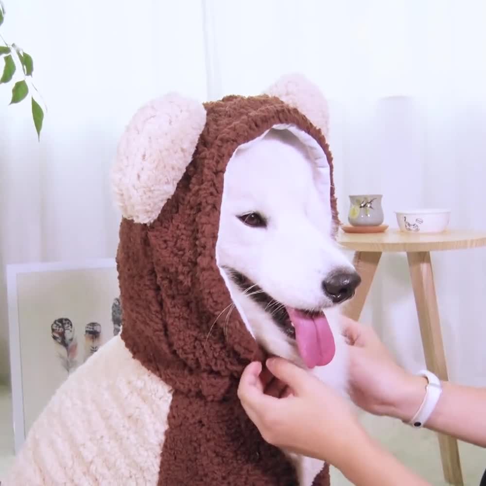 Dog Winter Coat Bear Ear Costume Coats for Large Dogs