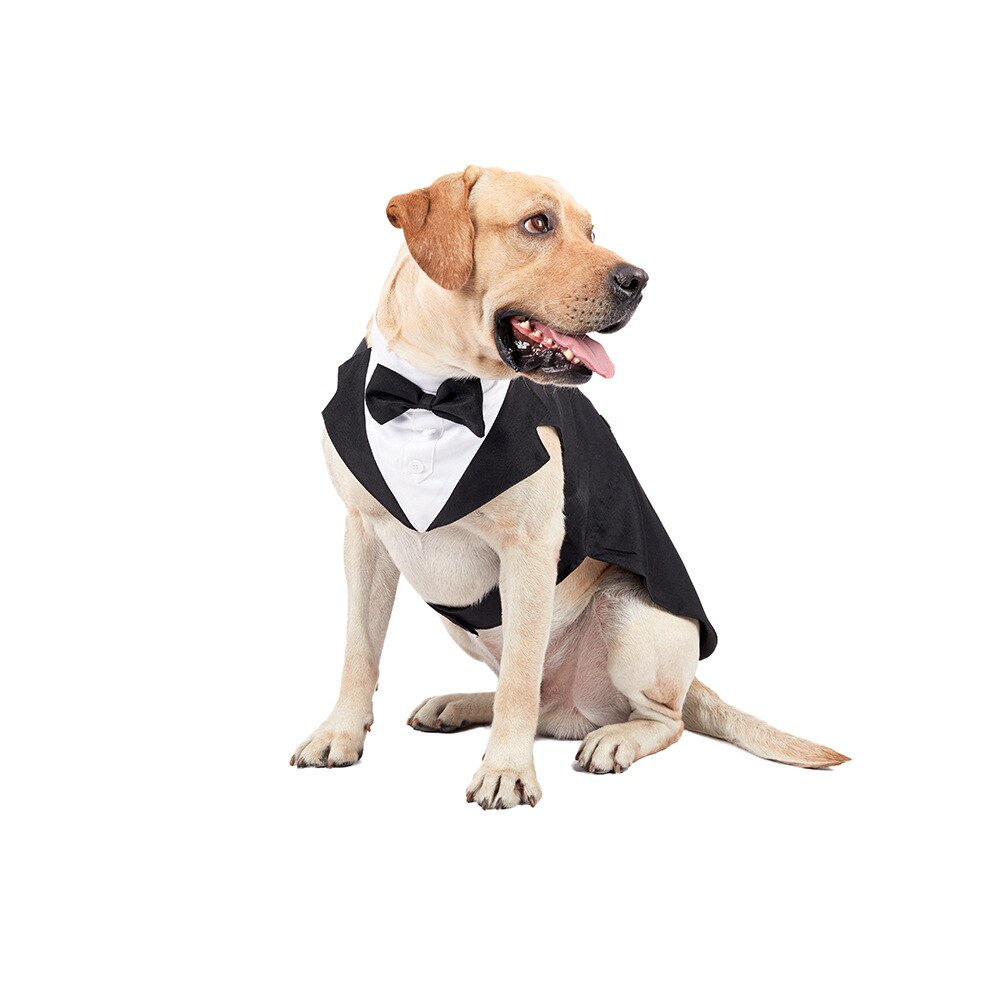 Dog Suit Shirt Puppy Pet Stylish Suit Bow Tie Costume Wedding Formal Tuxedo